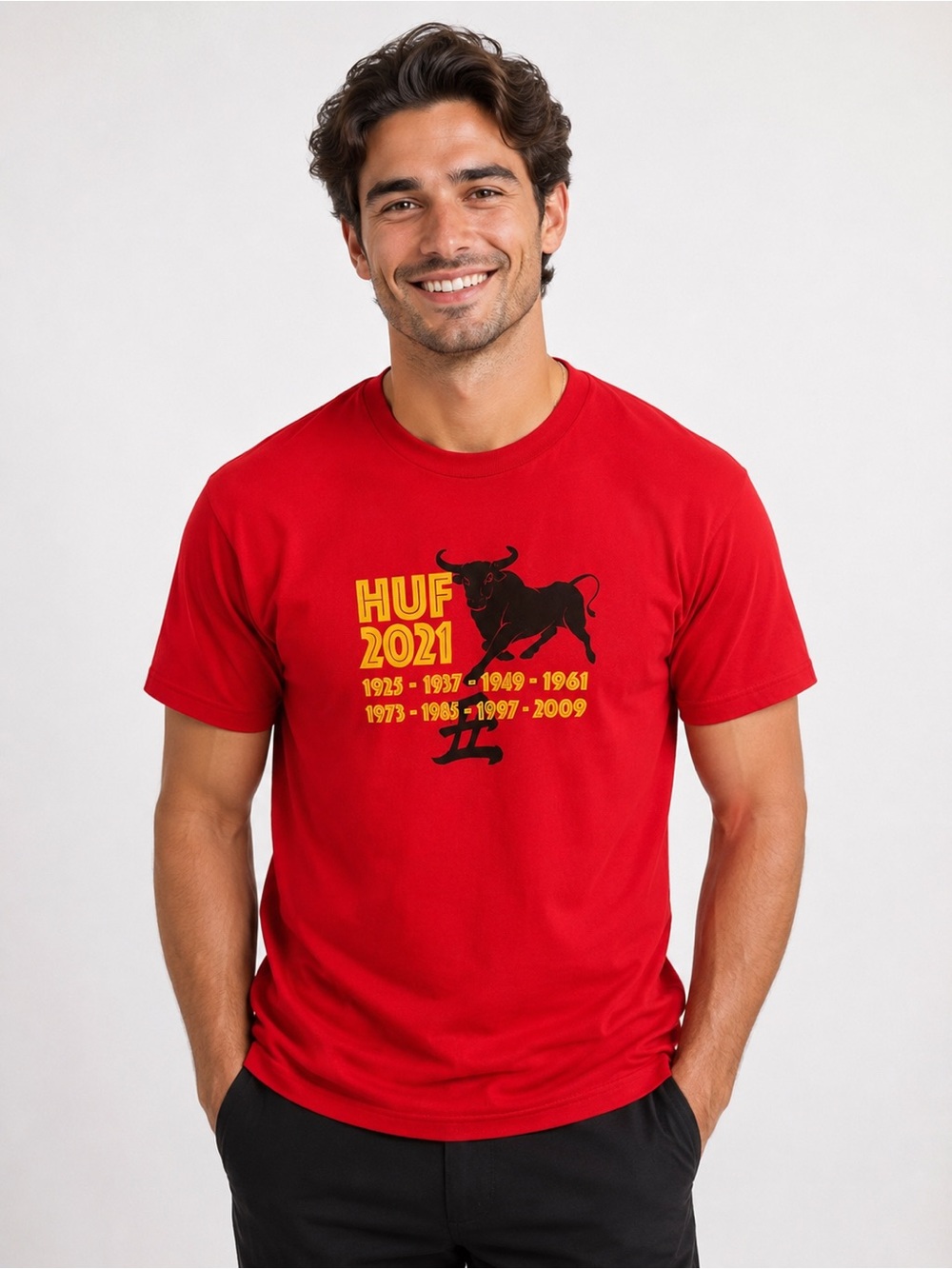 HUF Year of OX YOTO YEARS Graphic T-Shirt Red Size L NEW Skater Streetwear